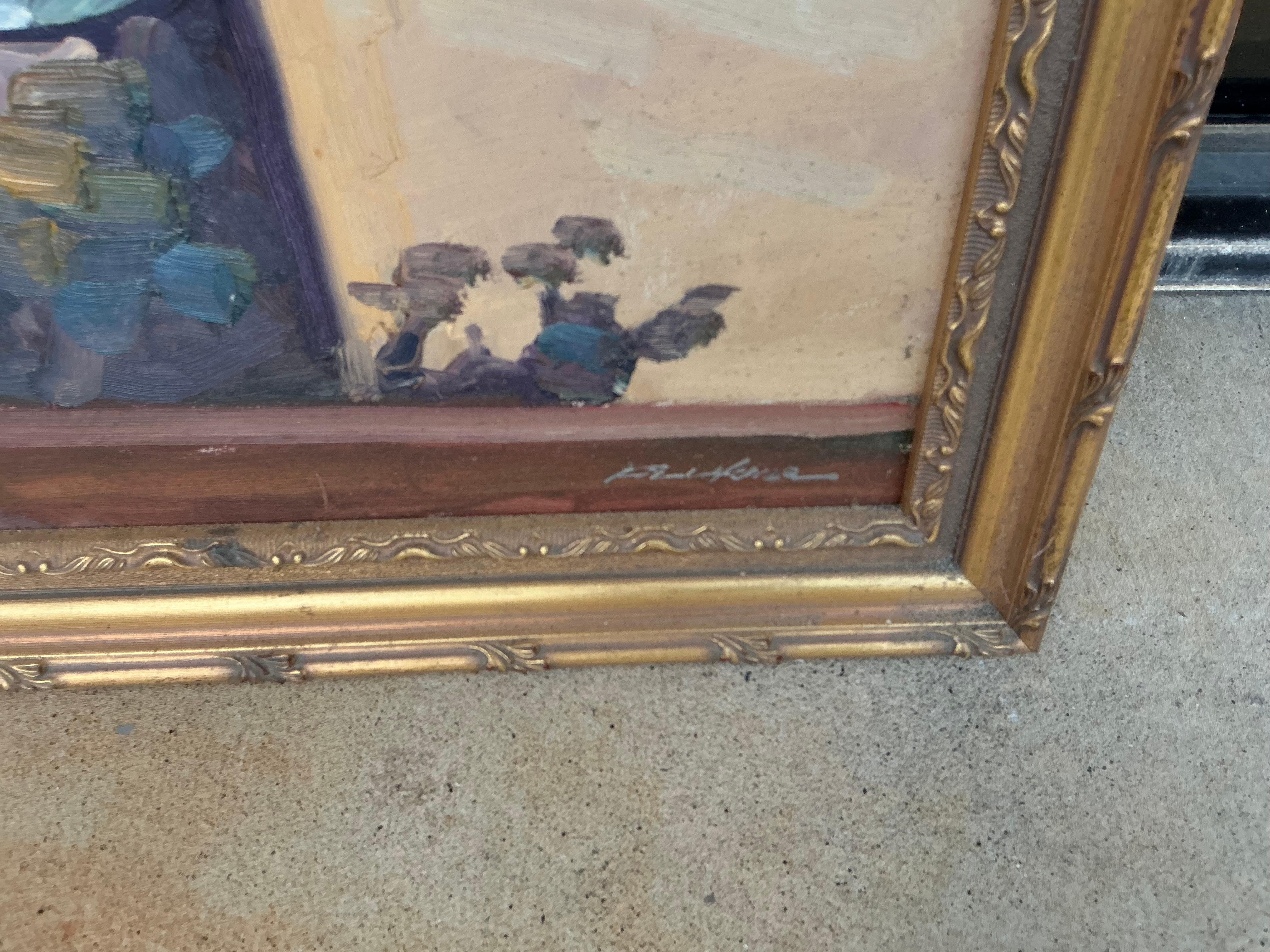 1960er American Gerahmt & Signiert Floral Öl auf Leinwand - Stillleben Rosen (20. Jahrhundert) im Angebot