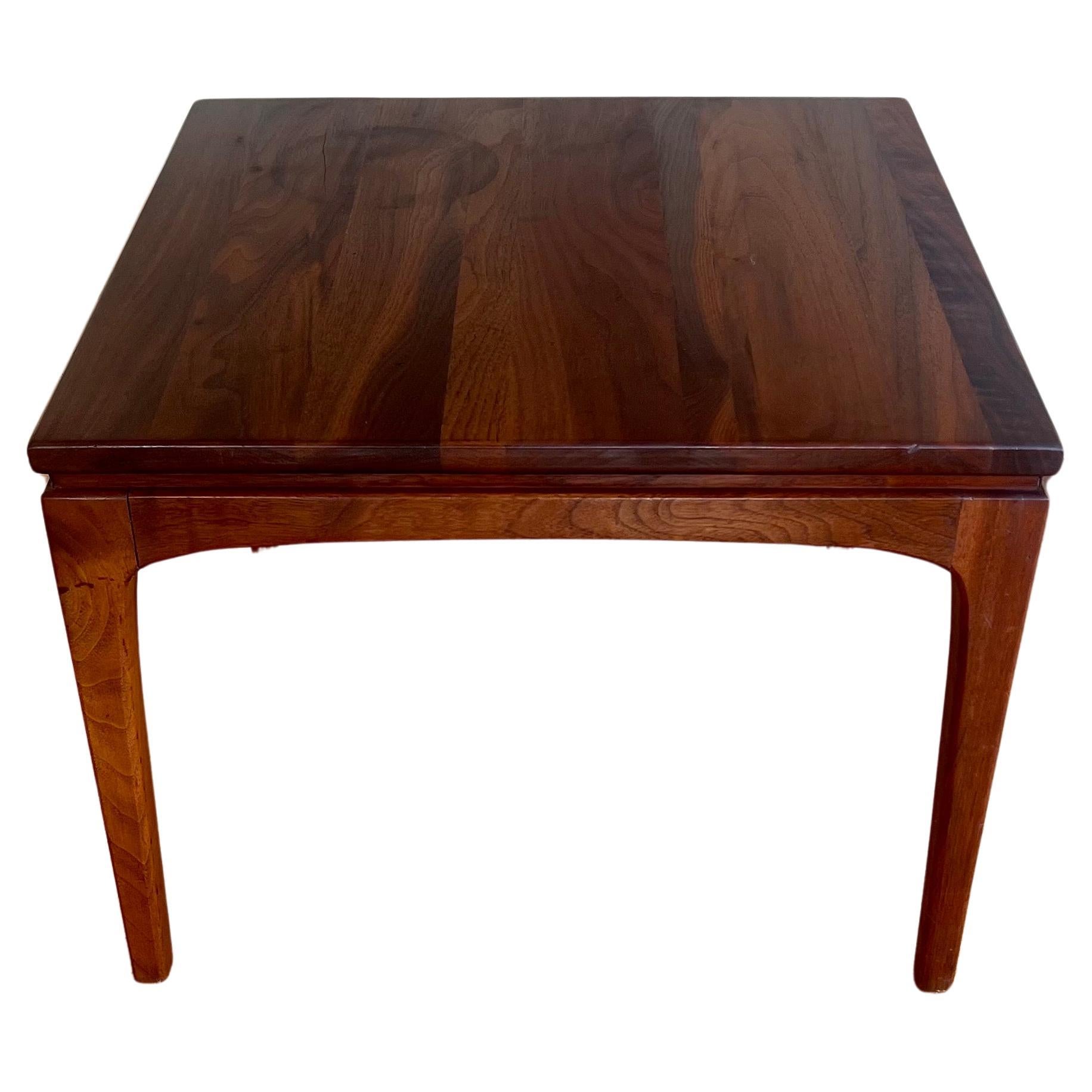 Beautiful solid walnut square cocktail low end table, circa 1960s manufactured by Ace Hi of California in solid American walnut, freshly refinished great condition solid and sturdy simple and elegant.