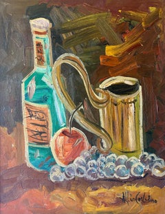 1960s American Modernist Impasto Still Life Oil Painting, Signed