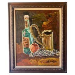 1960s American Modernist Impasto Still Life Oil Painting, Signed
