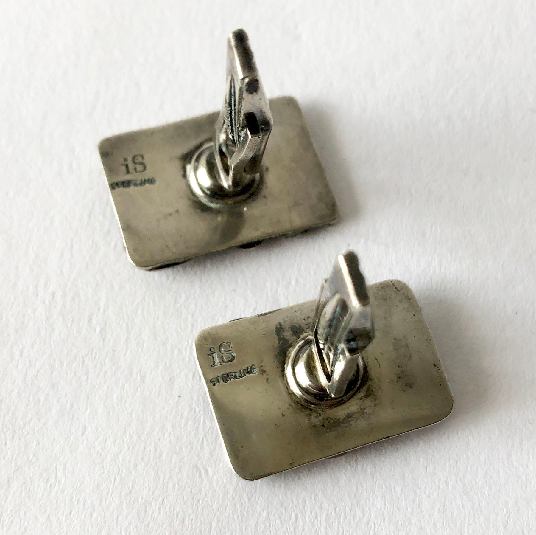 1960s American Modernist Sterling Silver Squiggle Cufflinks by iS In Good Condition In Palm Springs, CA