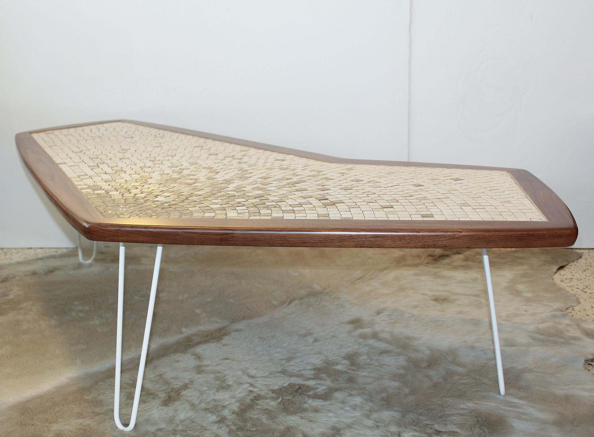 1960s American Modernist Walnut Tile Top Coffee Table In Good Condition In North Miami, FL