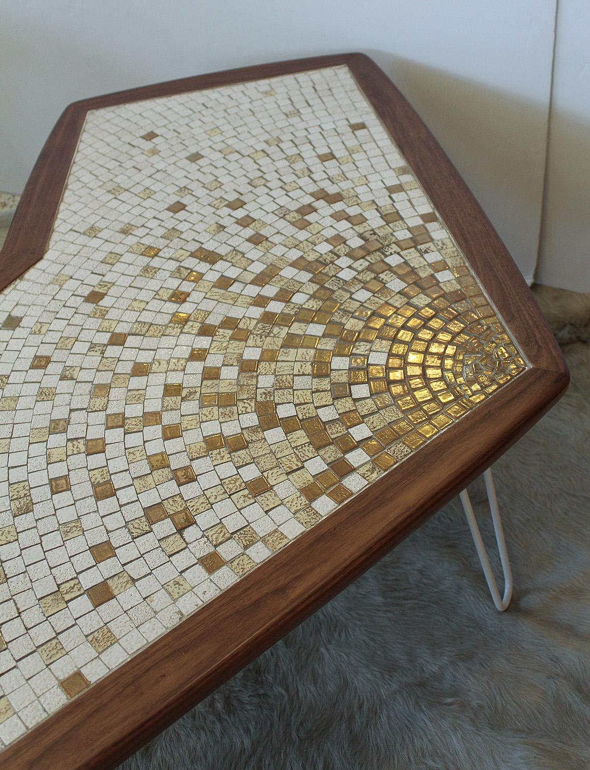 Metal 1960s American Modernist Walnut Tile Top Coffee Table