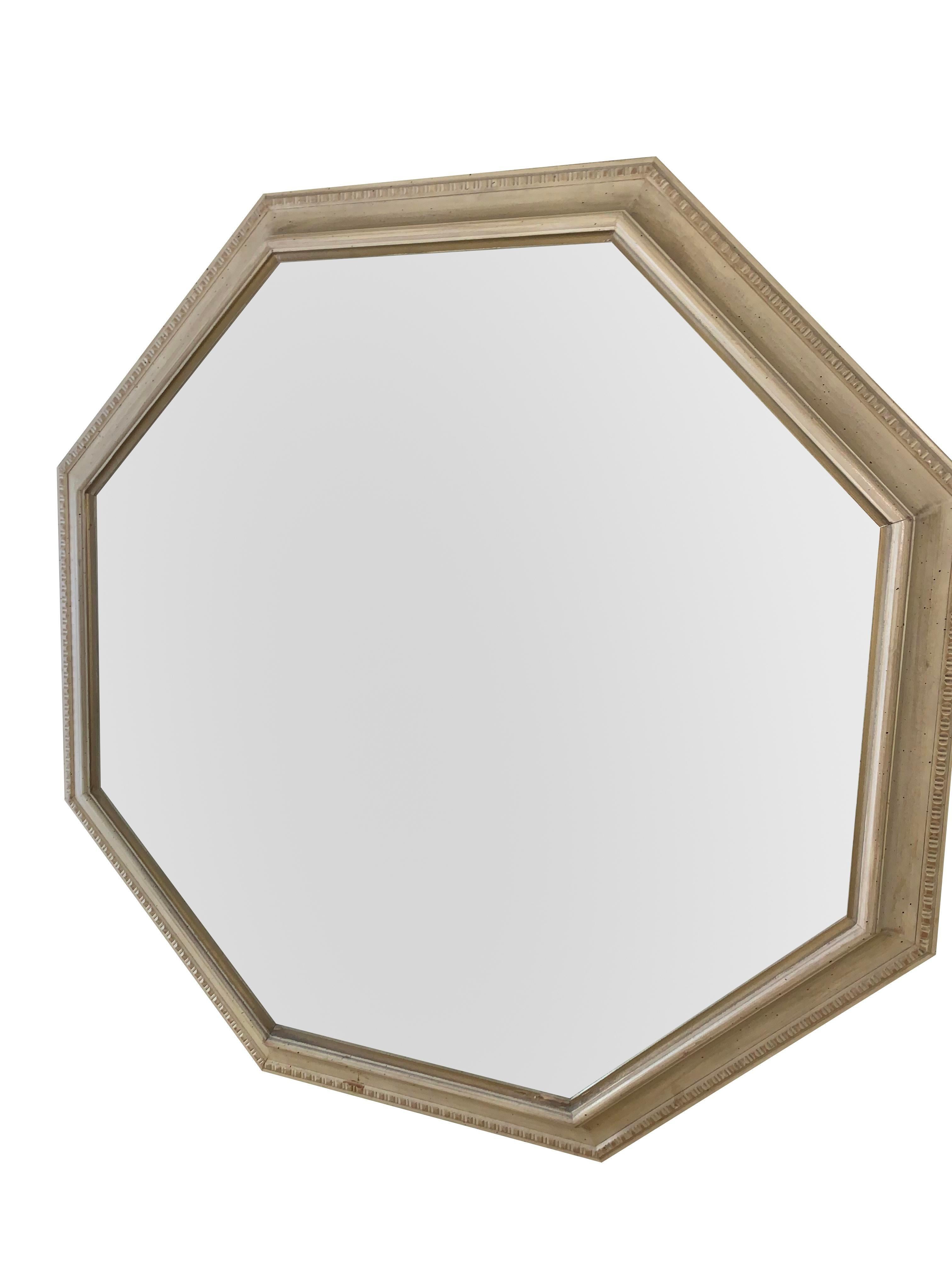 Mid-20th Century 1960s American of Martinsville French Provincial Octagonal Mirror in Cream White