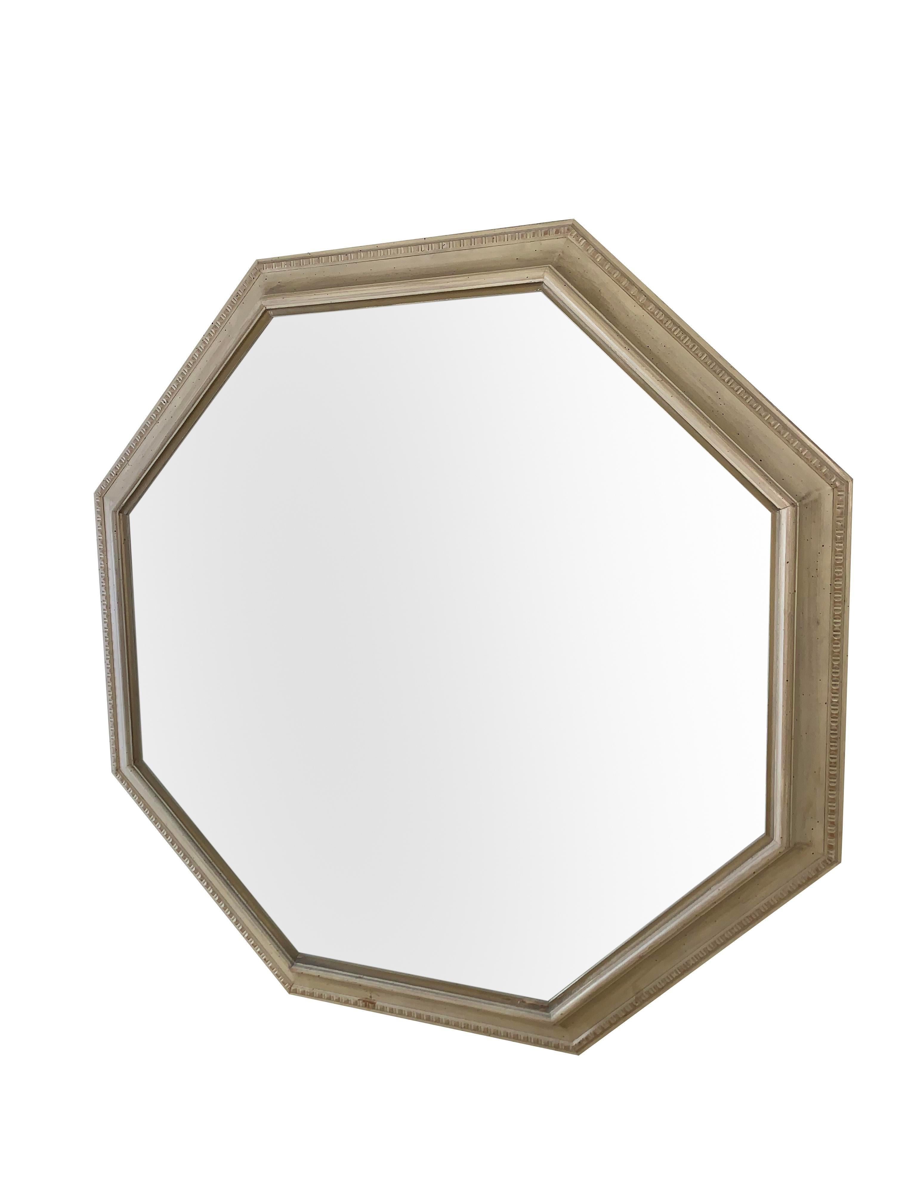 1960s American of Martinsville French Provincial Octagonal Mirror in Cream White 1