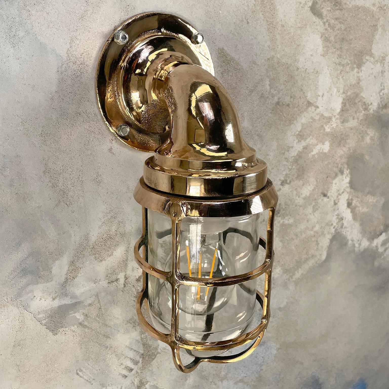 1960s American Paulhuhn Crouse-Hinds Bronze 90 Degree Sconce, Cage & Glass Dome 7