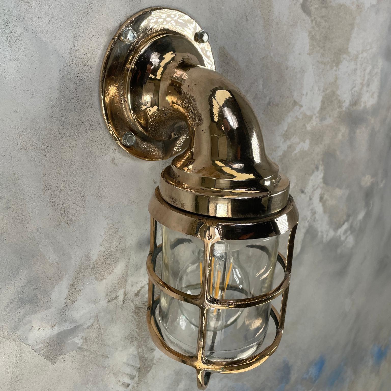 1960s American Paulhuhn Crouse-Hinds Bronze 90 Degree Sconce, Cage & Glass Dome 10