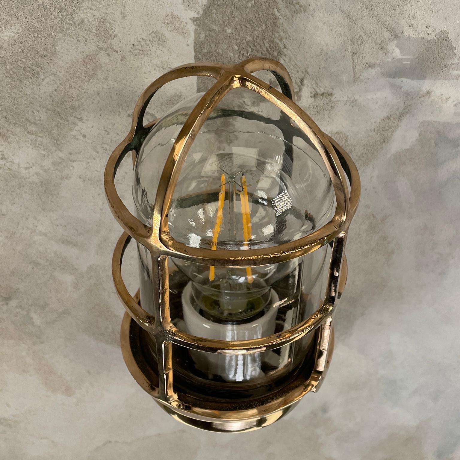 1960s American Paulhuhn Crouse-Hinds Bronze 90 Degree Sconce, Cage & Glass Dome 11