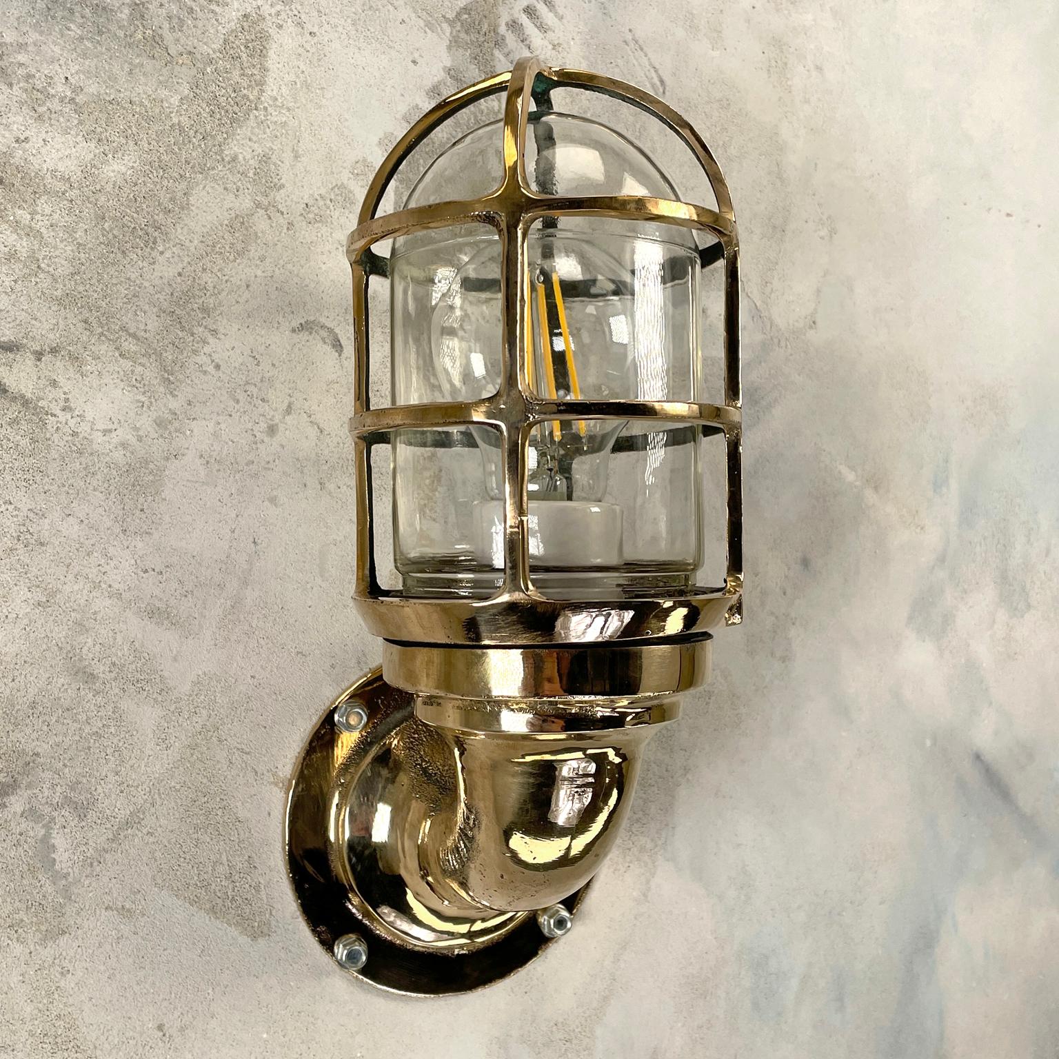 Mid-20th Century 1960s American Paulhuhn Crouse-Hinds Bronze 90 Degree Sconce, Cage & Glass Dome