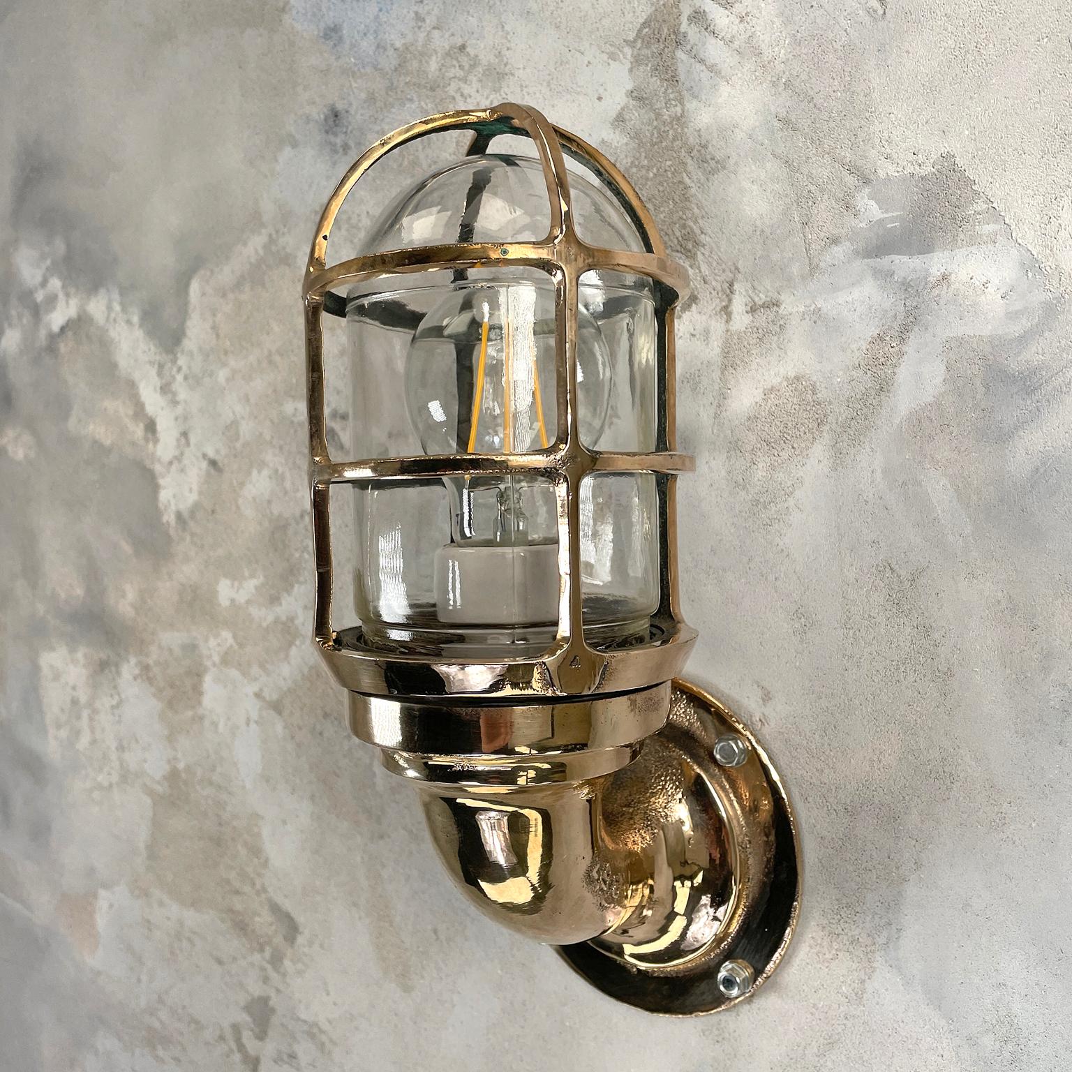 1960s American Paulhuhn Crouse-Hinds Bronze 90 Degree Sconce, Cage & Glass Dome 2