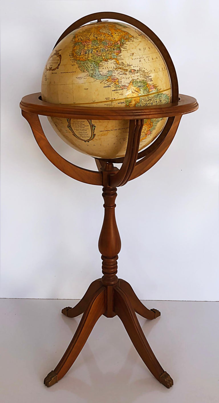 1960s American Replogle Globe on Stand by Cartographer LeRoy M. Tolman ...