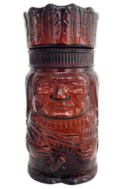 jarre à cigare "Tiki TOTEM" en verre sandwich américain des années 1960 pour bière à racinette