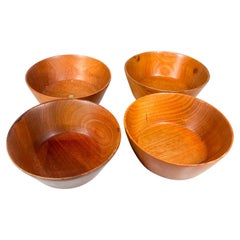 Vintage 1960s American Studio Craft Hand-Carved Wood Bowl Set by Harry Nohr