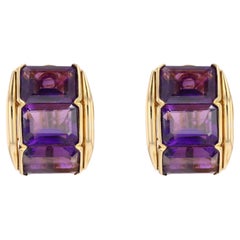 1960s Amethyst 18 Karat Yellow Gold Clip-on Earrings