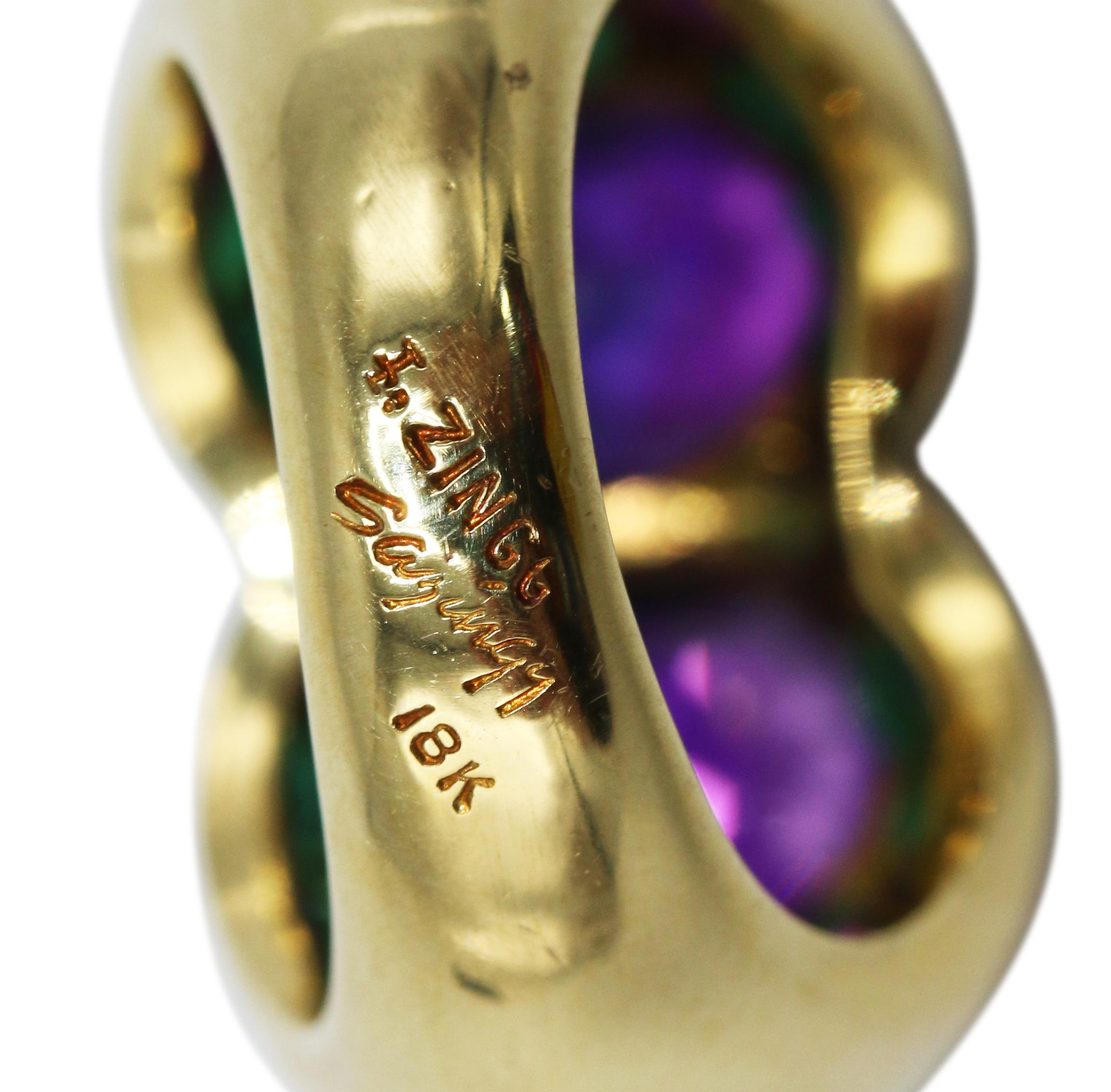1960s Amethyst and Emerald Cocktail Ring 1