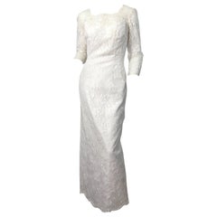 1960s An Original By Constantino White Beaded Couture Vintage Wedding Dress Gown