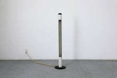 1960s Anders Pehrson Attributed Supertube Floor Lamp, White Enamel, Wire Grate