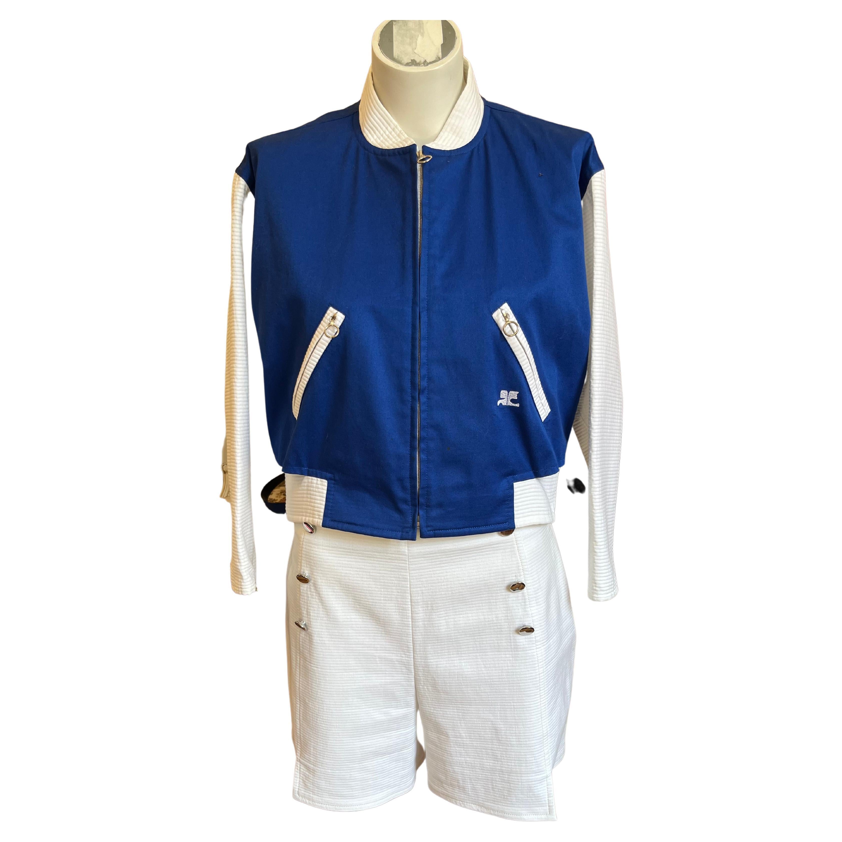1960er Andre Courreges Rockanzug (42 fr) 3-teiliger Anzug (Jacke, Rock und Shorts) im Angebot