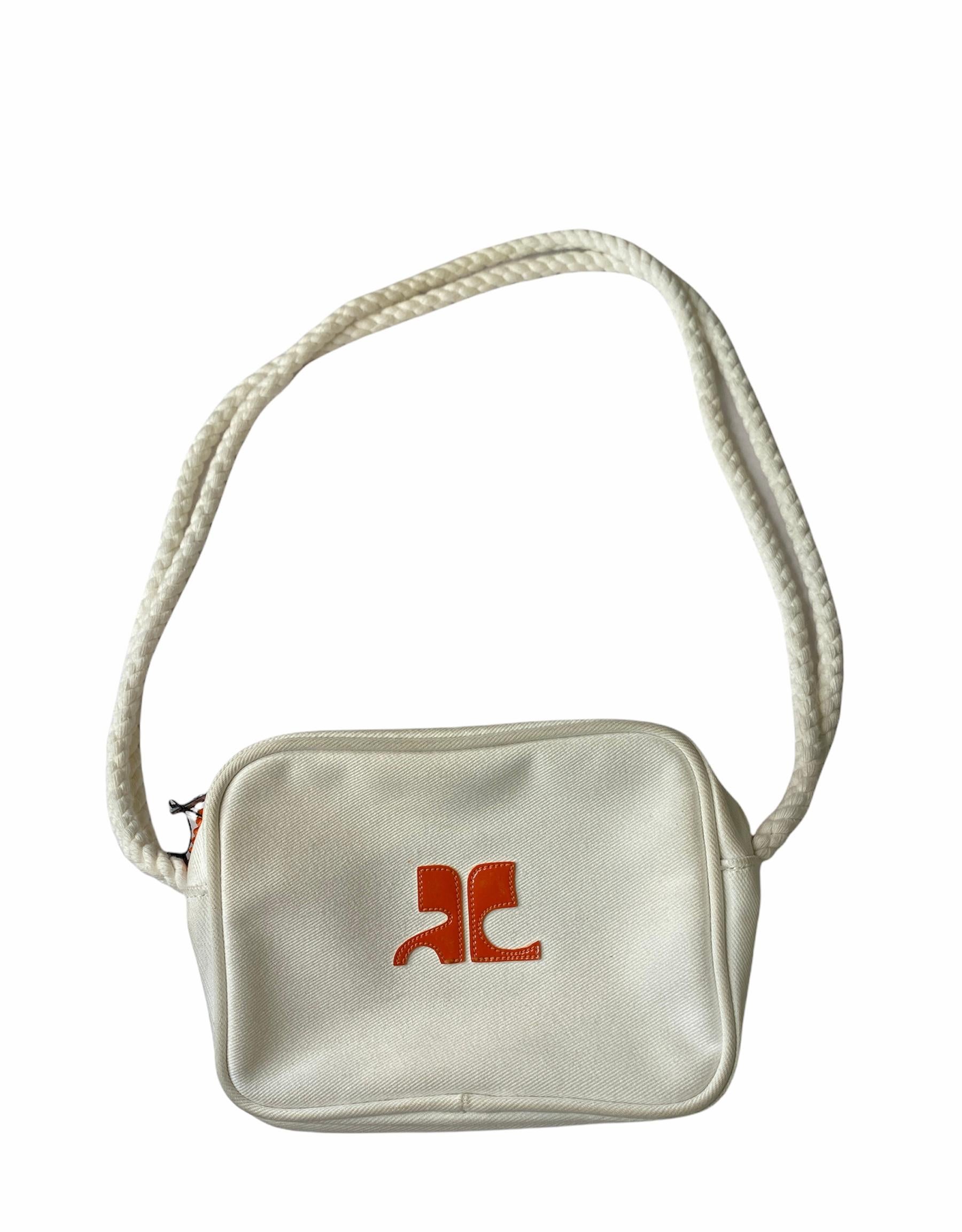 1960S ANDRE COURREGES White & Orange Bag In Good Condition For Sale In New York, NY