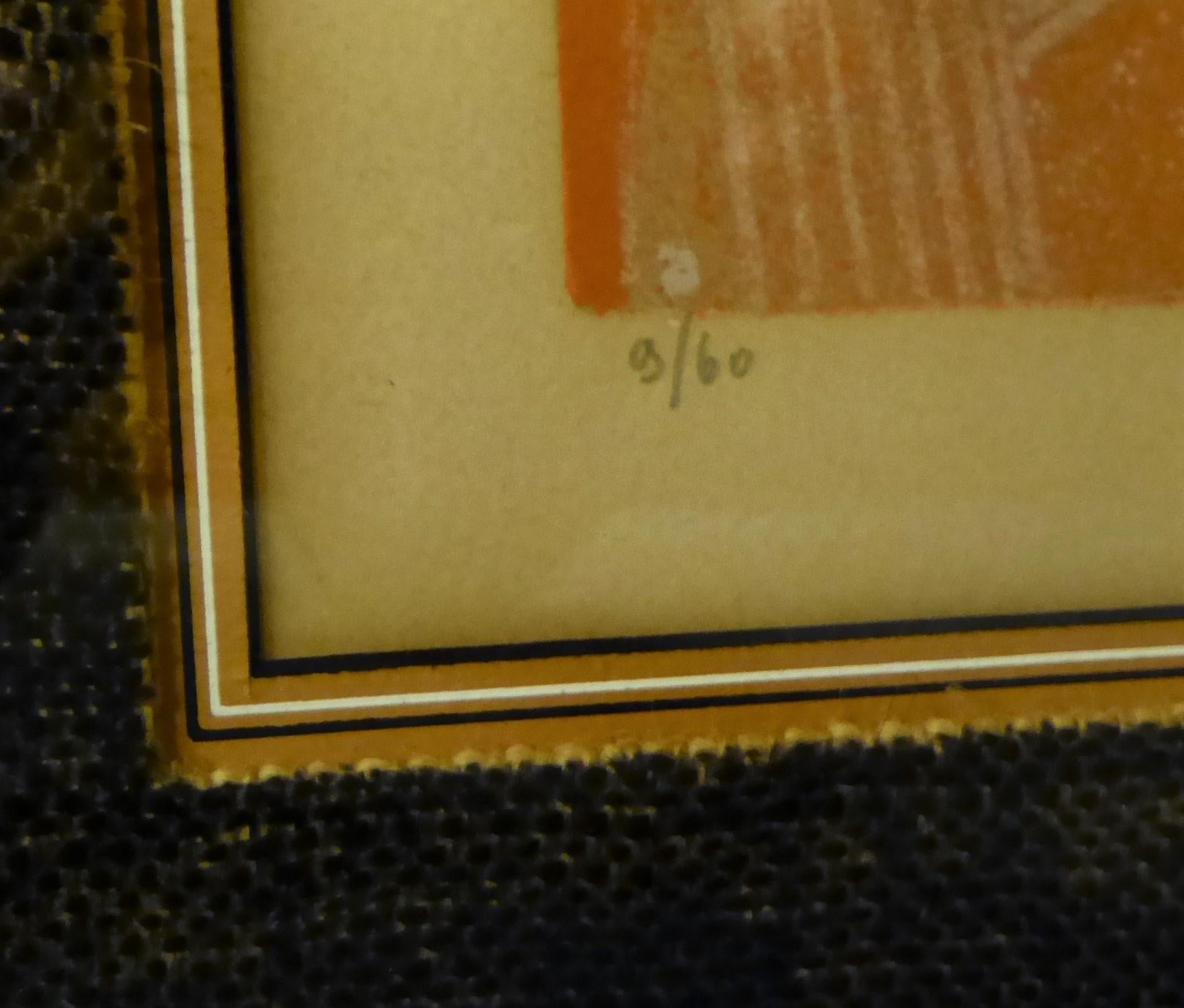 1960s André Minaux Framed Lithograph Signed and Numbered In Good Condition In Miami, FL