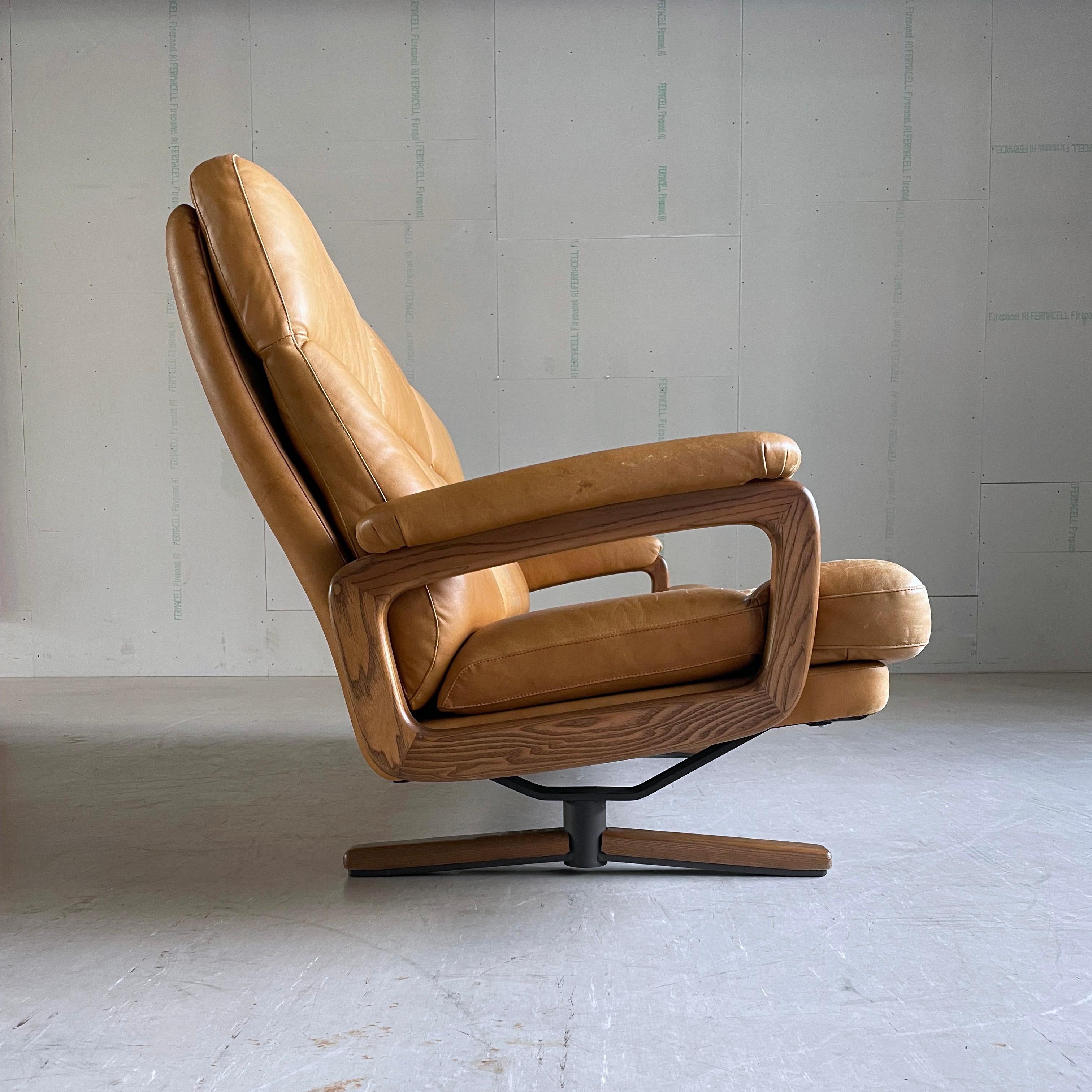 1960's André Vandenbeuck 3 Seater Leather Sofa - Strässle, Switzerland  1