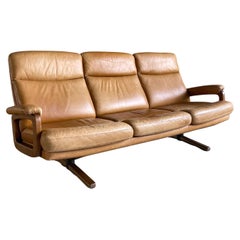 Vintage 1960's André Vandenbeuck 3 Seater Leather Sofa - Strässle, Switzerland 