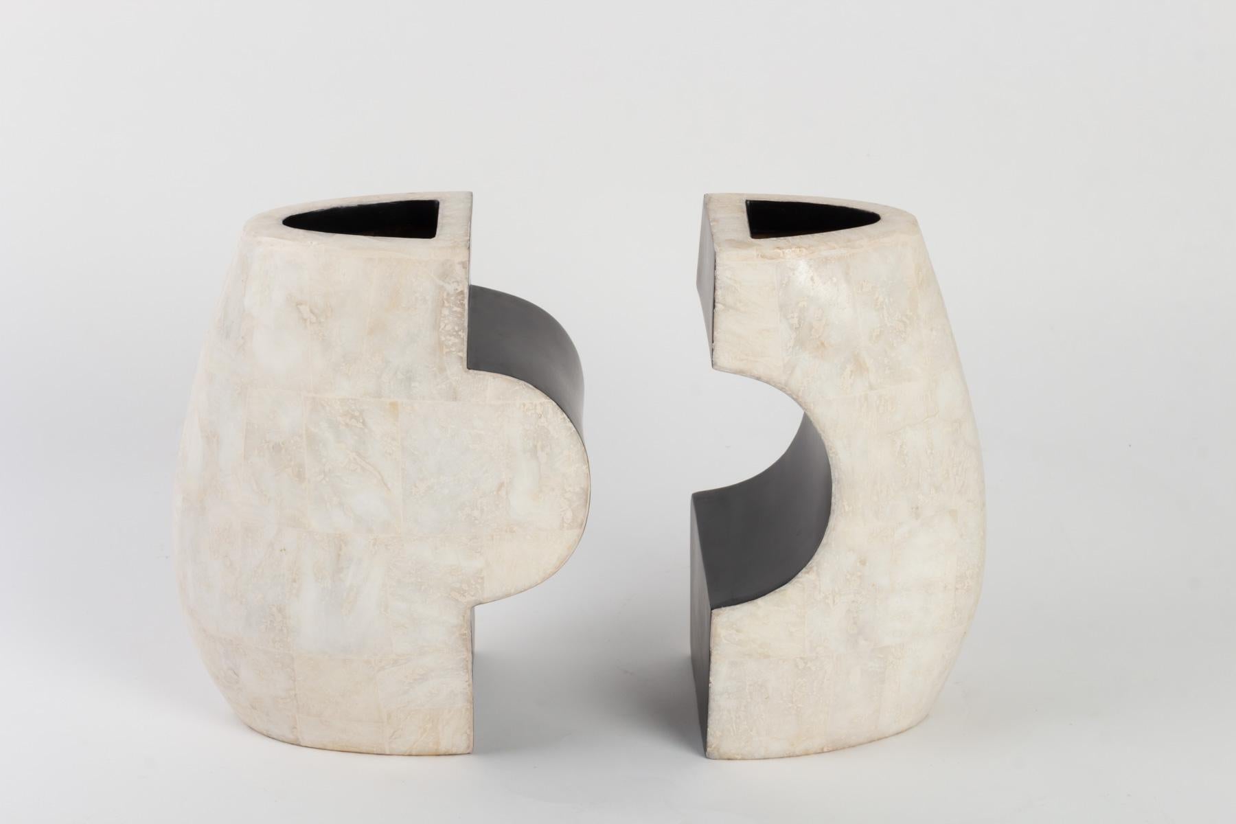 Mid-Century Modern 1960s Andree and Michel Hirlet Enameled Sculptural Ceramic Vases