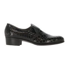 1960s A.N.G.E.L.O. Retro Cult Black Crocodile Skin Loafers