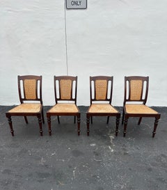 1960s Anglo Indian Cane Dining Chairs, Set of 4