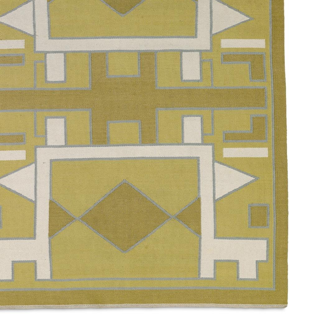 Anna Thommesen is a self-taught Danish painter and weaver. Already during the 1940s, the weaving became the primary way she unfolded her creativity. She is mostly known for her straight-line, geometric patterns. As is the case with this carpet, they