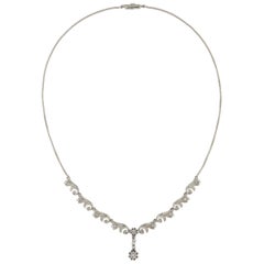 1960s Antique Diamonds 18 Karat White Gold Vintage Necklace