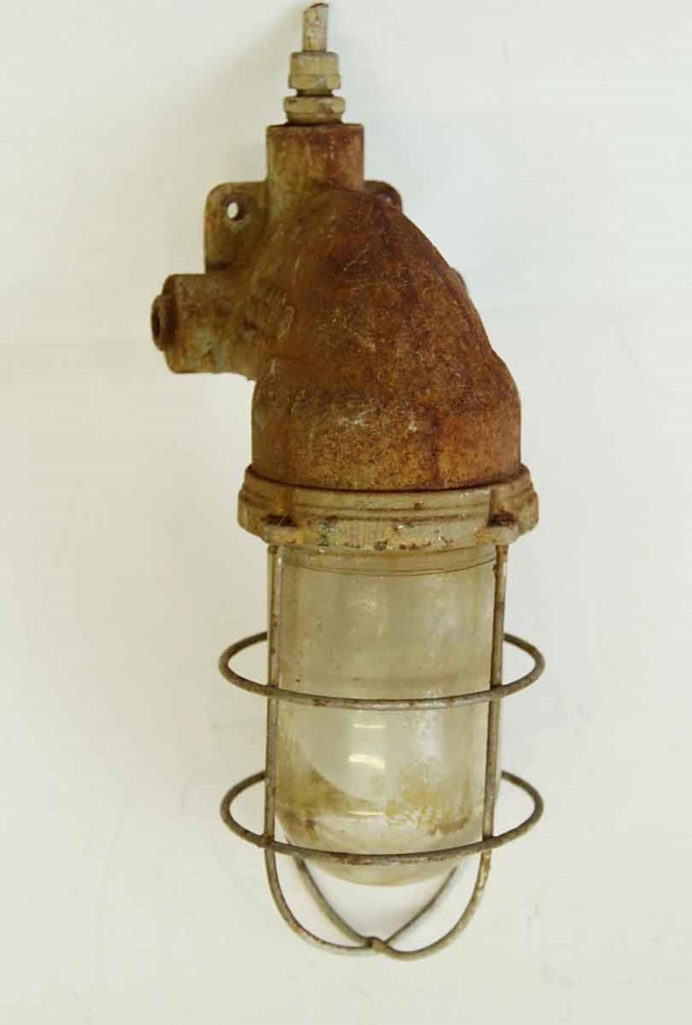 Cast 1960s Antique Industrial Nautical Sconce with Original Patina