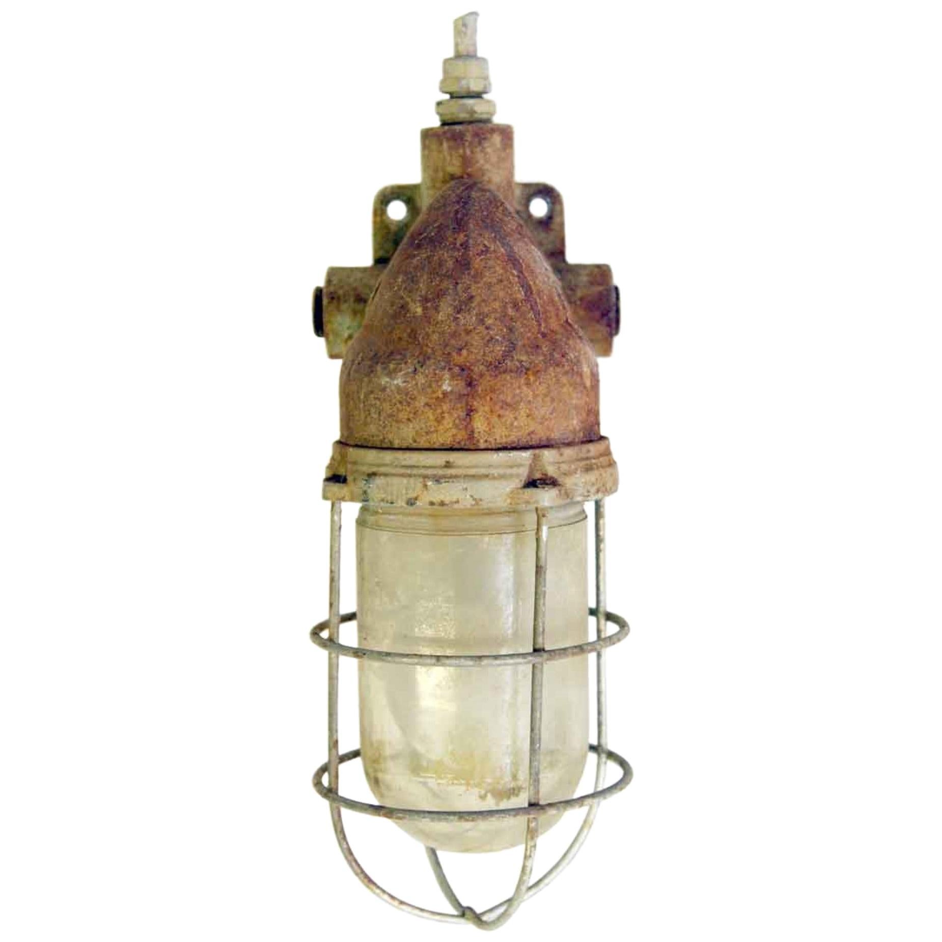 1960s Antique Industrial Nautical Sconce with Original Patina