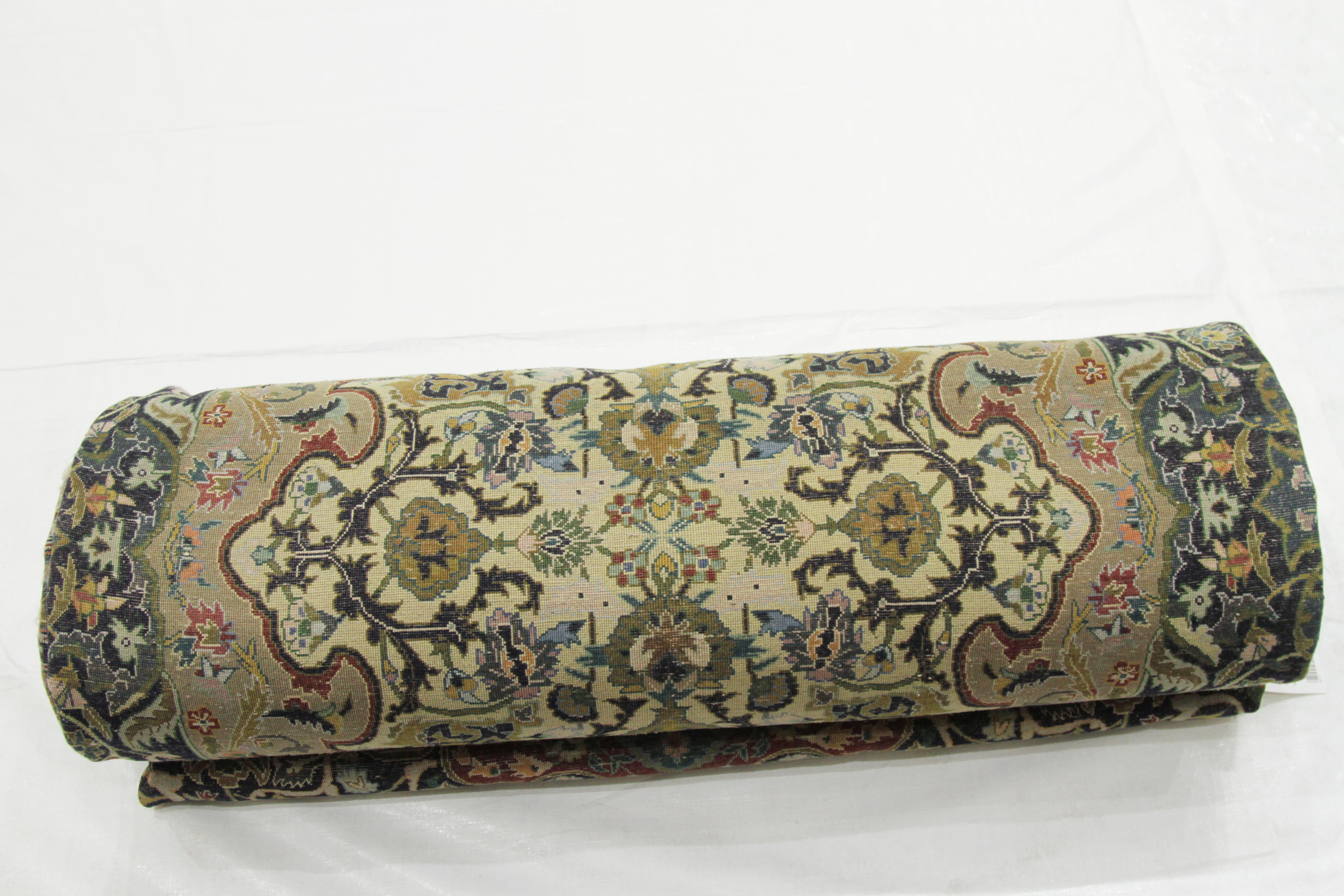 Hand-Knotted 1960s Antique Persian Tabriz Rug with Tribal Allover Floral Design Patterns