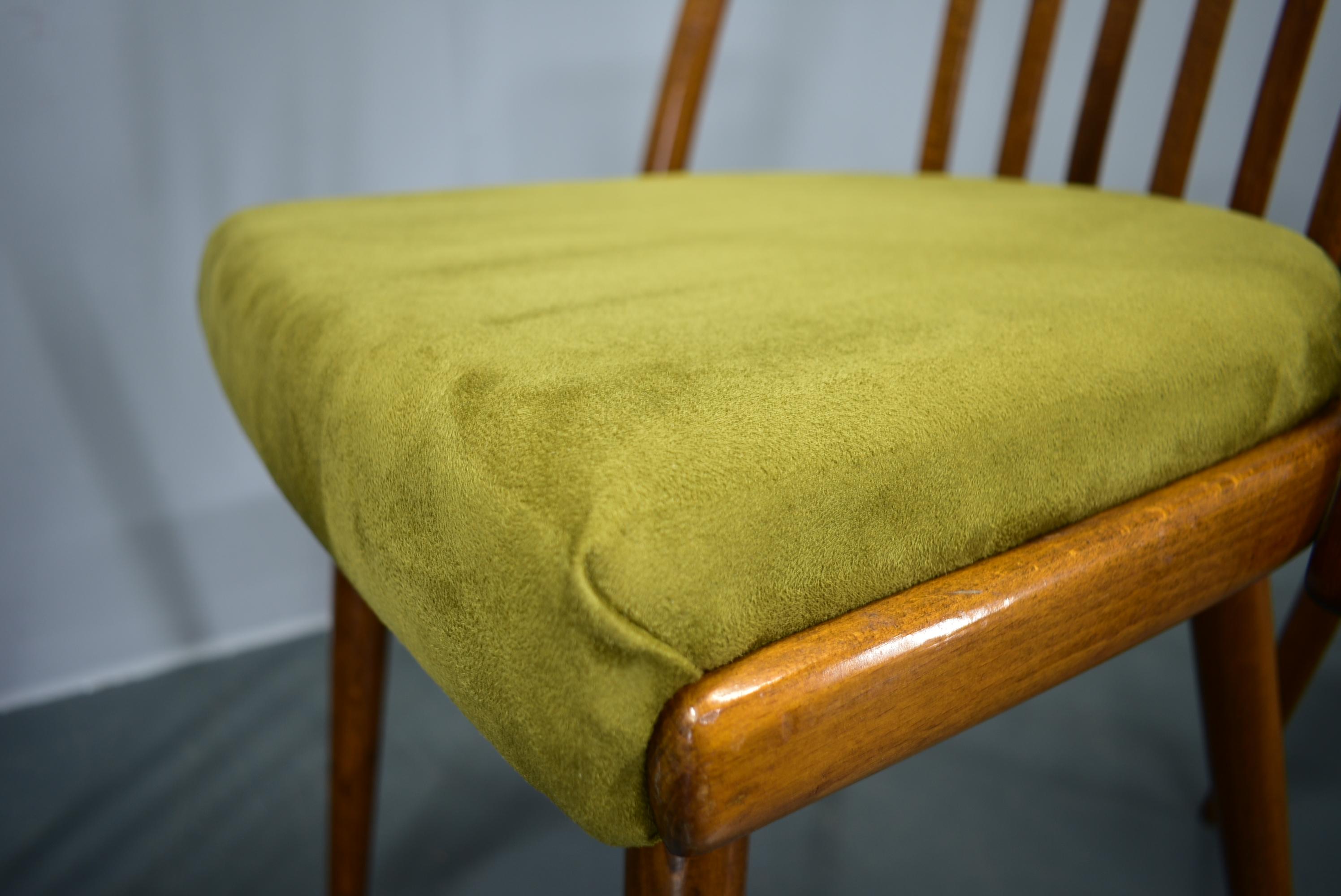 Juego de 4 sillas de comedor de haya Antonin Suman, años 60 en venta 3