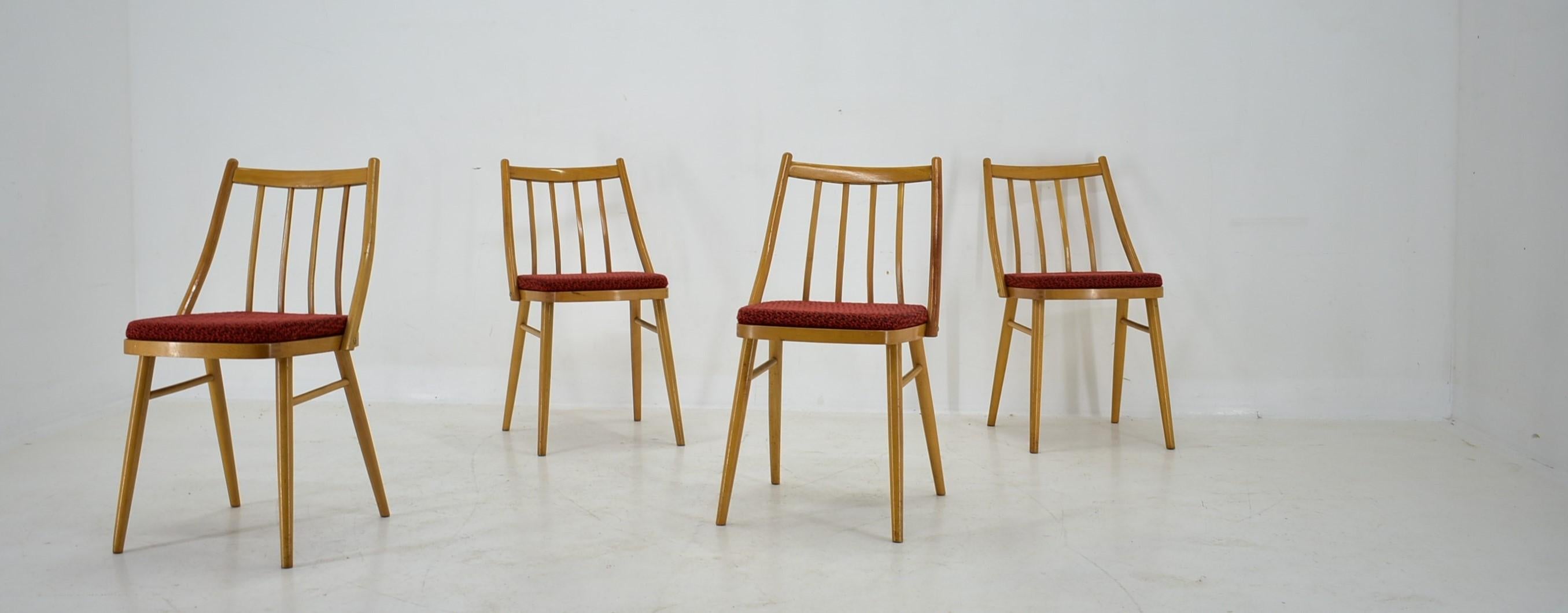 1960s Antonin Suman Beech Dining Chairs, Set of 4 For Sale 5