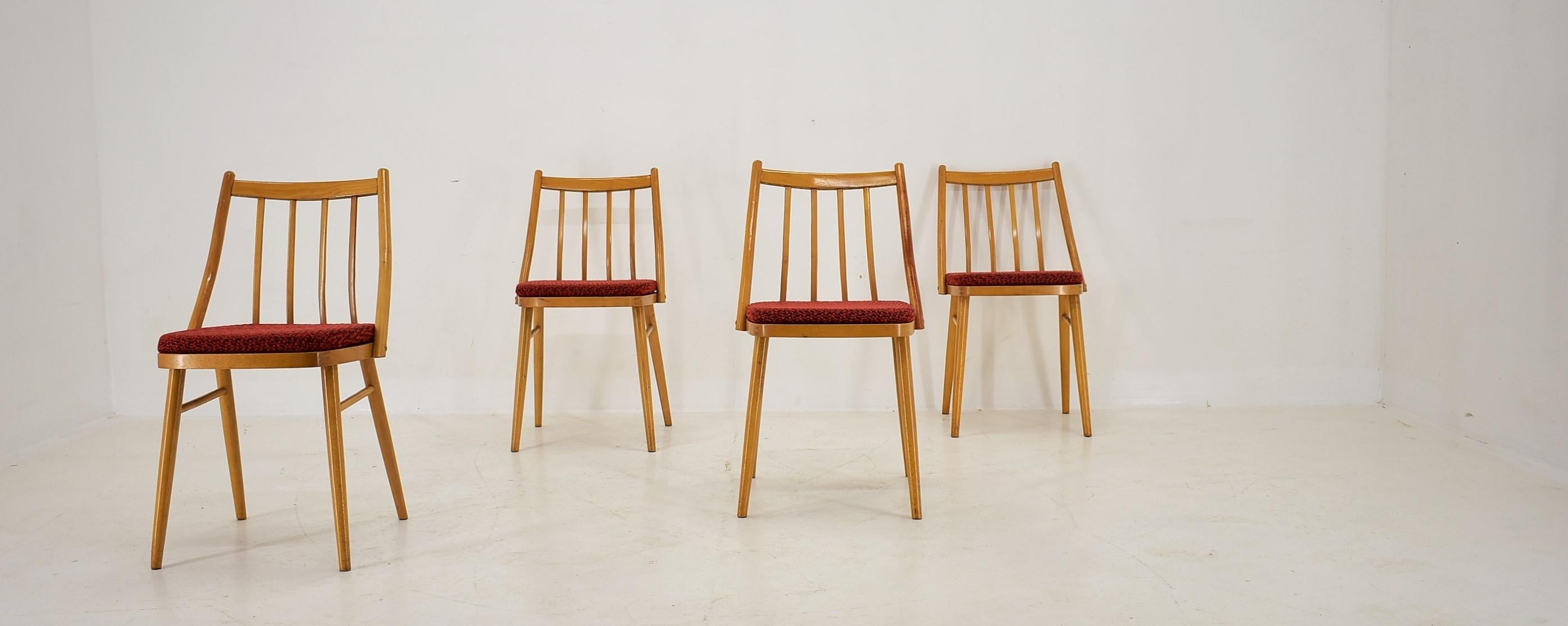 1960s Antonin Suman Beech Dining Chairs, Set of 4 For Sale 7