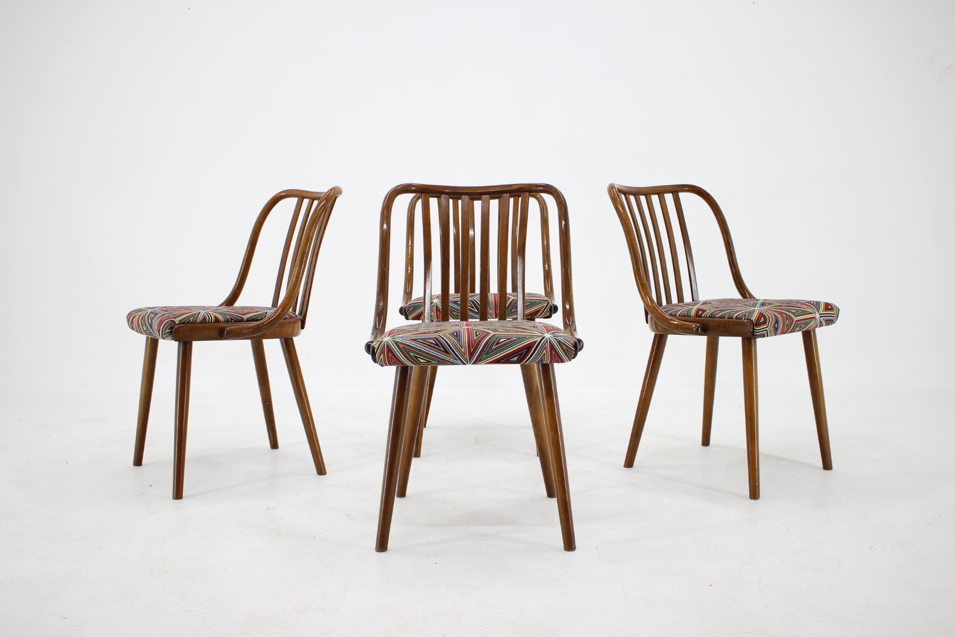 Czech 1960s Antonin Suman Beech Dining Chairs, Set of 4