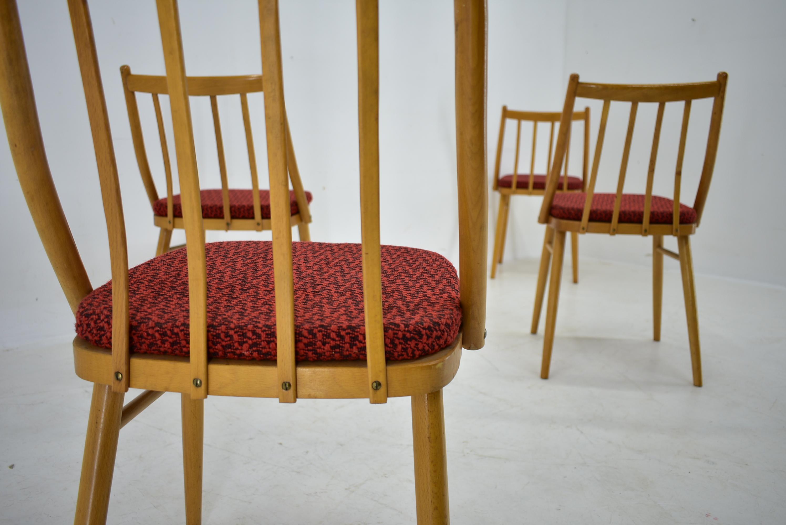 Mid-20th Century 1960s Antonin Suman Beech Dining Chairs, Set of 4 For Sale