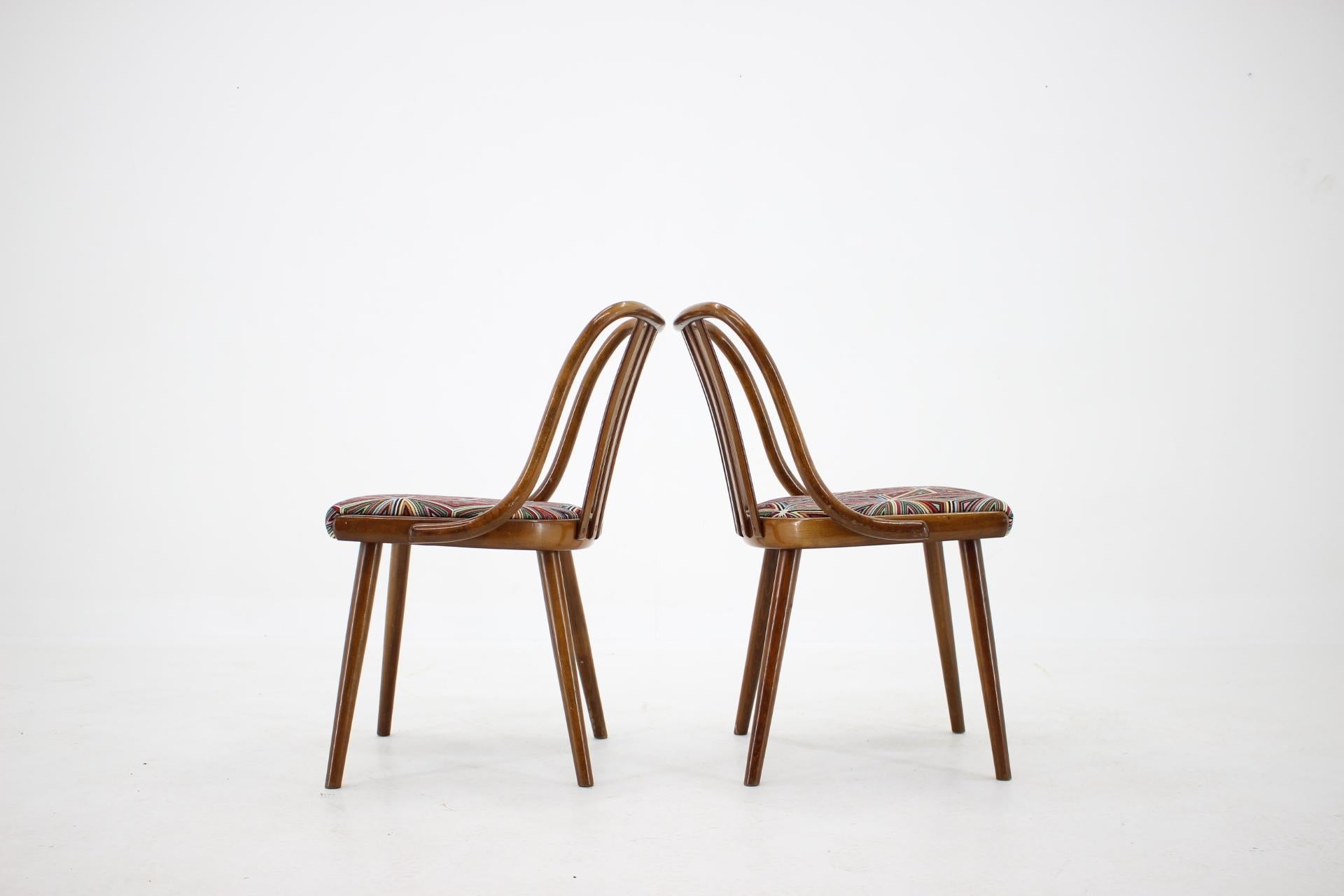 Fabric 1960s Antonin Suman Beech Dining Chairs, Set of 4