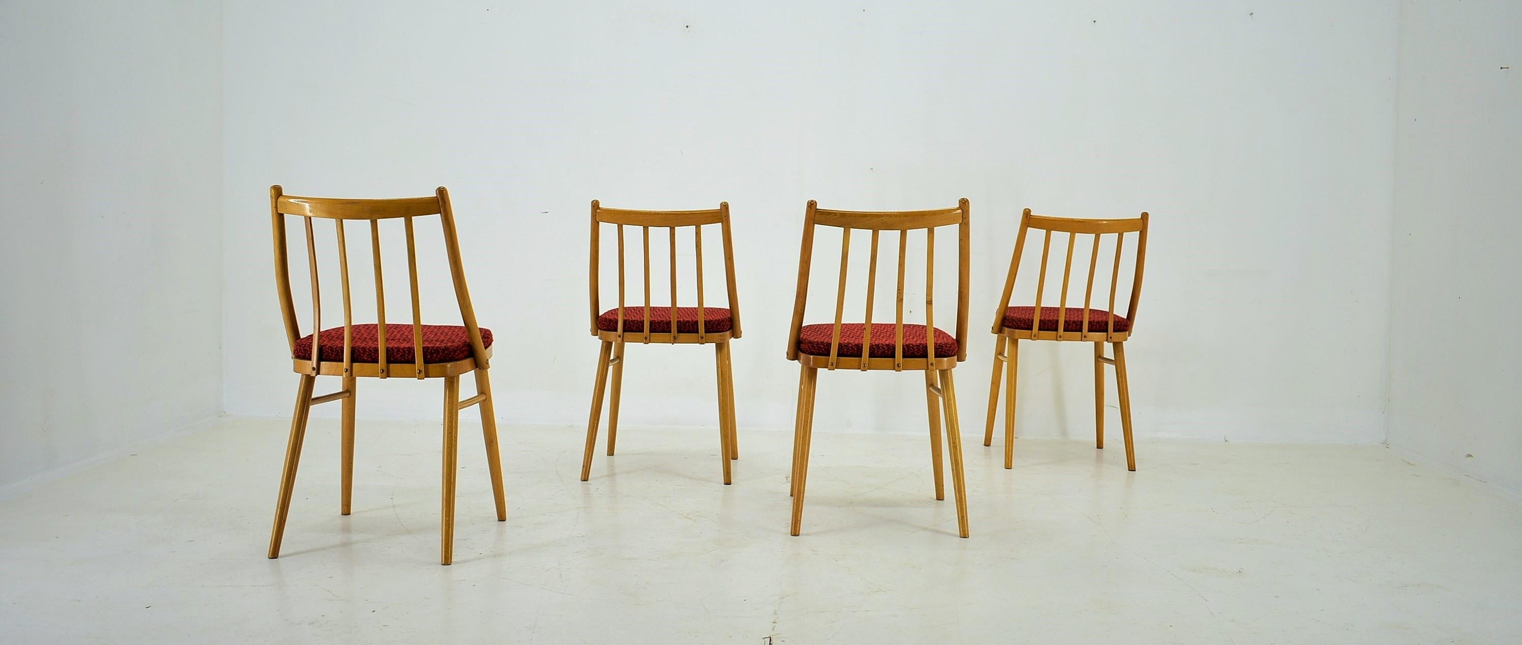1960s Antonin Suman Beech Dining Chairs, Set of 4 For Sale 2