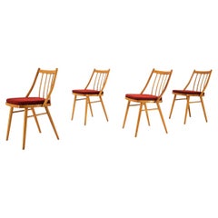 Vintage 1960s Antonin Suman Beech Dining Chairs, Set of 4