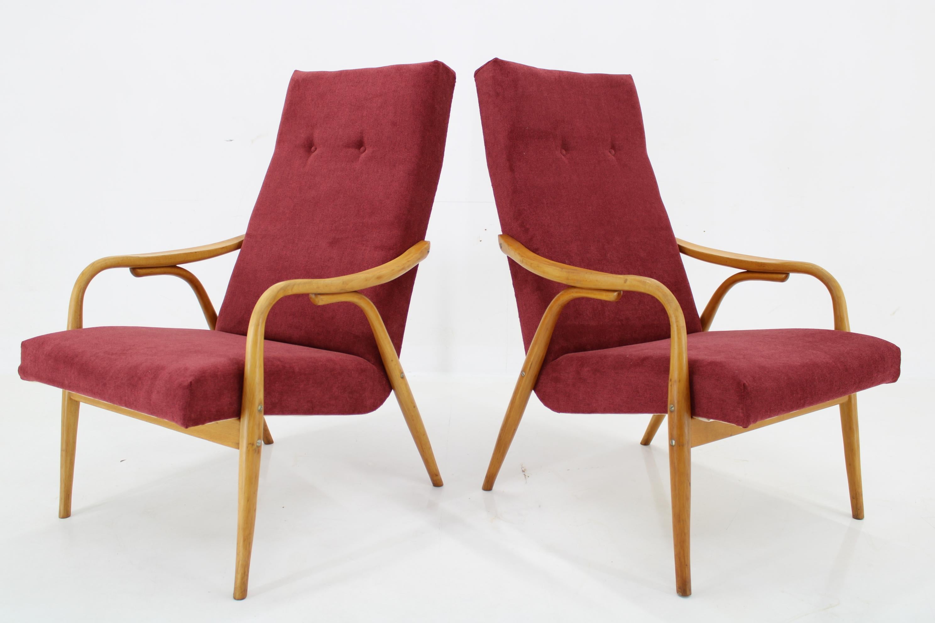 Czech 1960s Antonin Suman Pair of Restored Armchairs For Sale