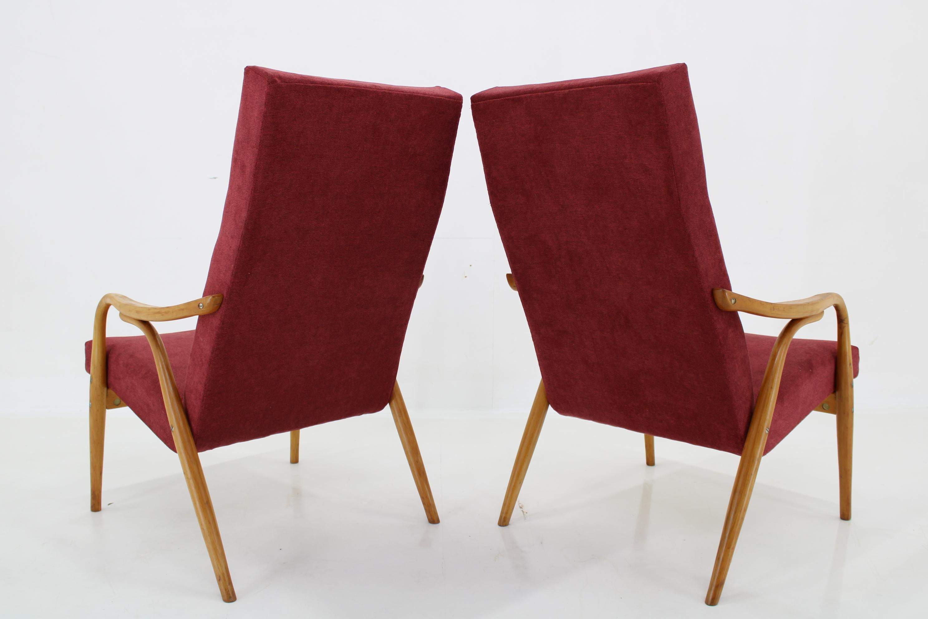 Mid-20th Century 1960s Antonin Suman Pair of Restored Armchairs For Sale