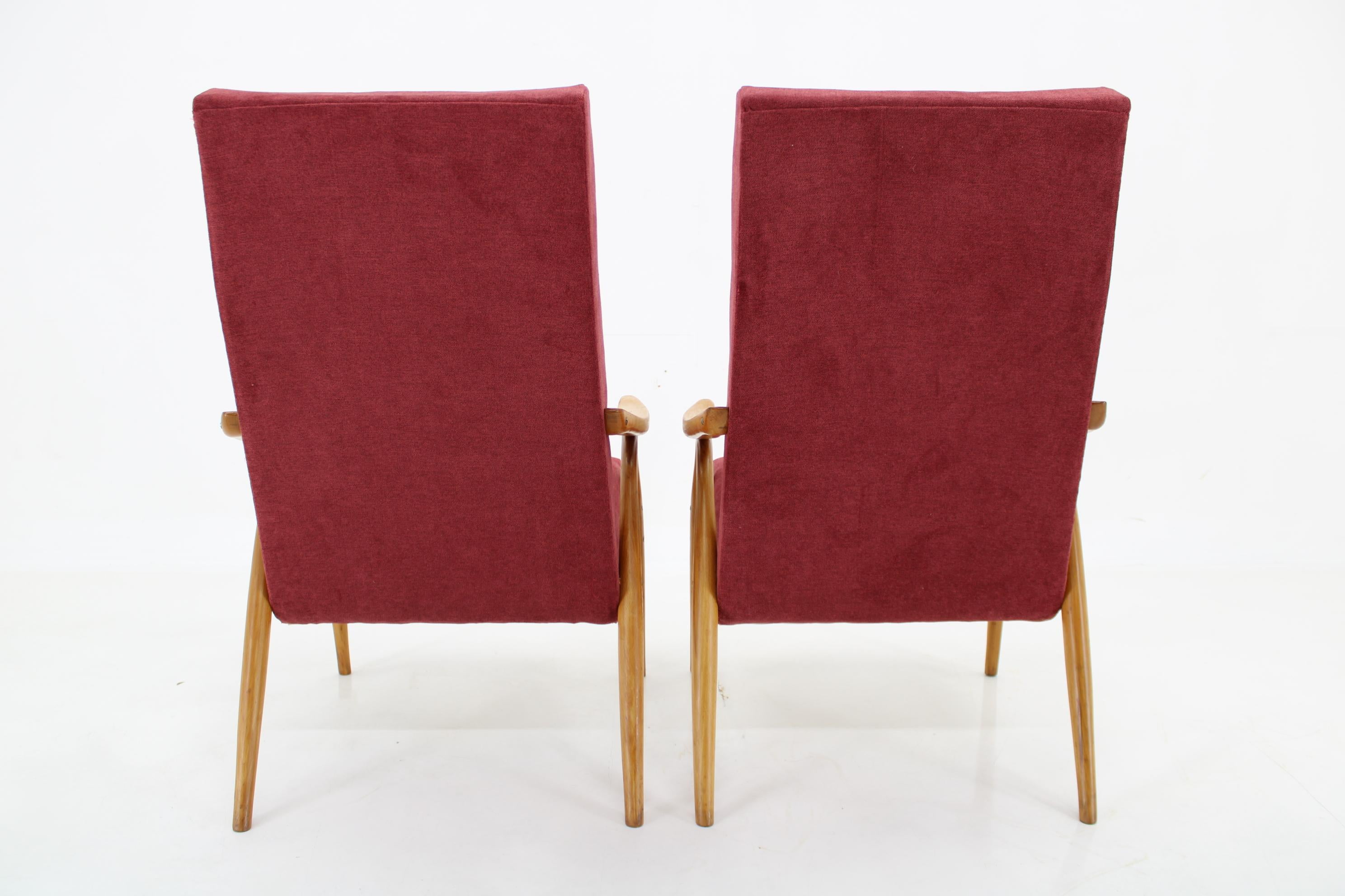 Fabric 1960s Antonin Suman Pair of Restored Armchairs For Sale