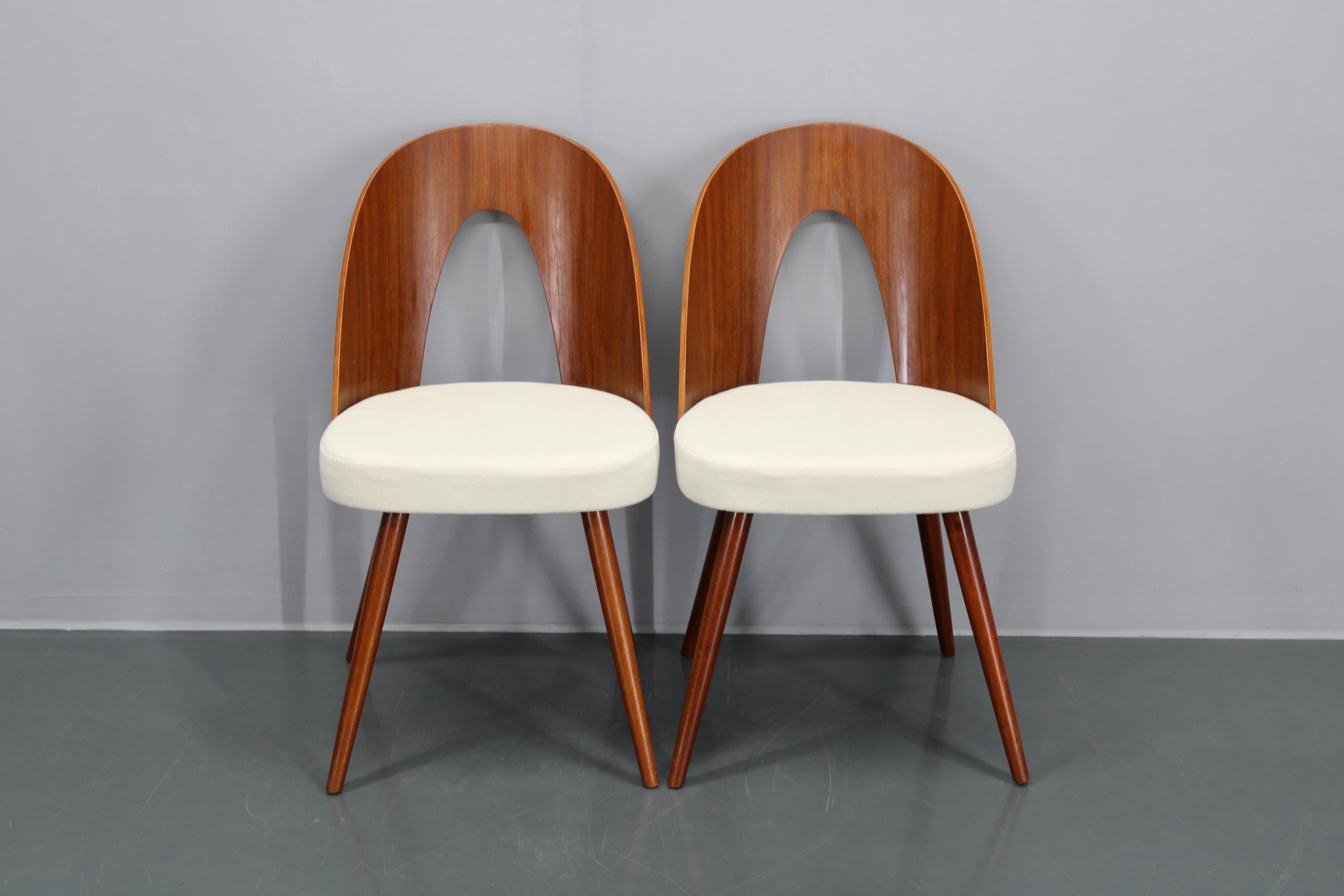 Antonin Suman 1960er Jahre, Paar restaurierte Stühle in Nussbaum-Finish, Antonin Suman (Moderne der Mitte des Jahrhunderts) im Angebot