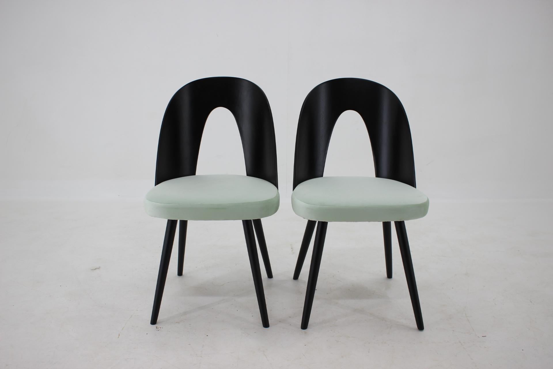 Mid-Century Modern 1960s Antonin Suman Set of Four Dining Chairs, Czechoslovakia