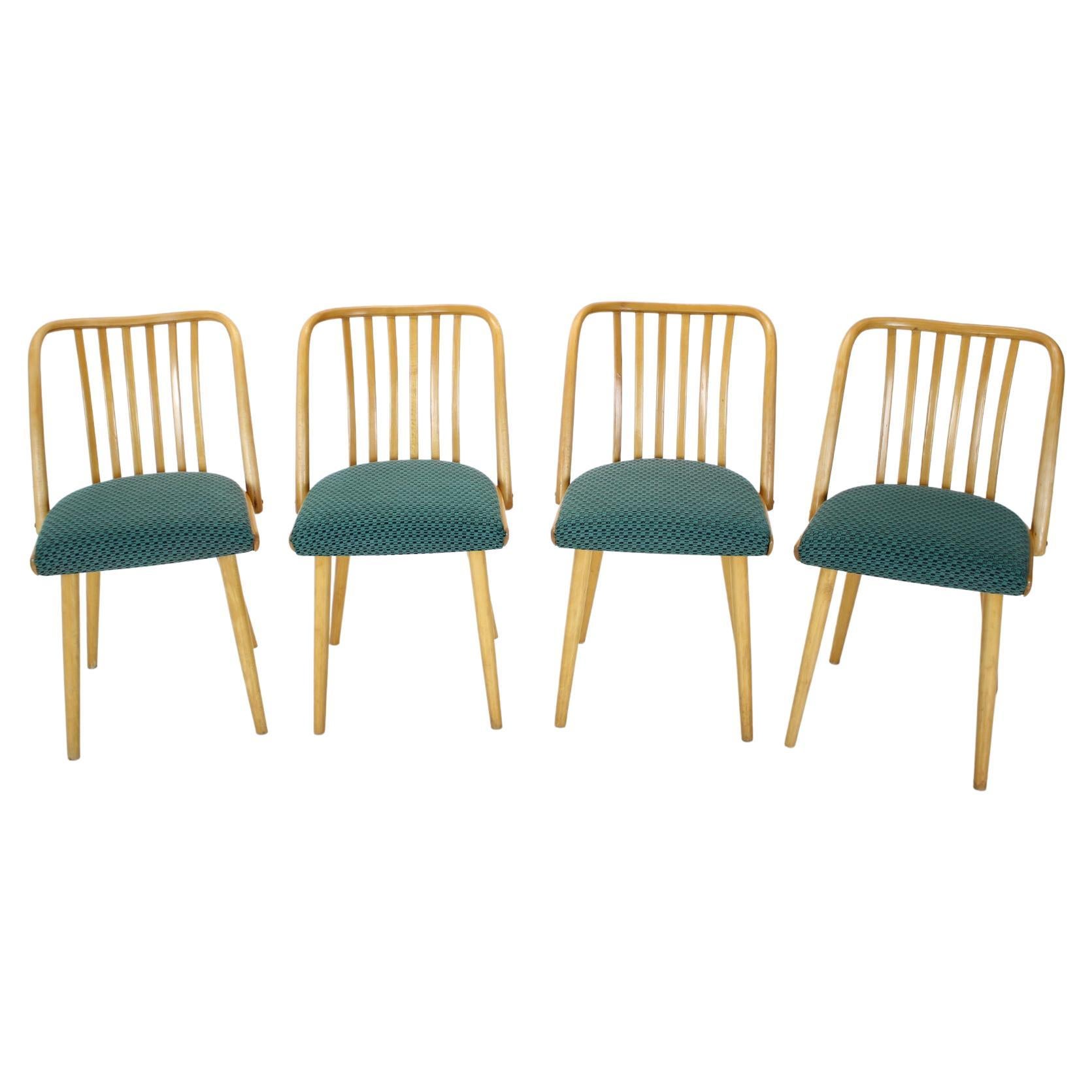 Mid-Century Modern 1960s Antonin Suman Set of Four Dining Chairs, Czechoslovakia For Sale