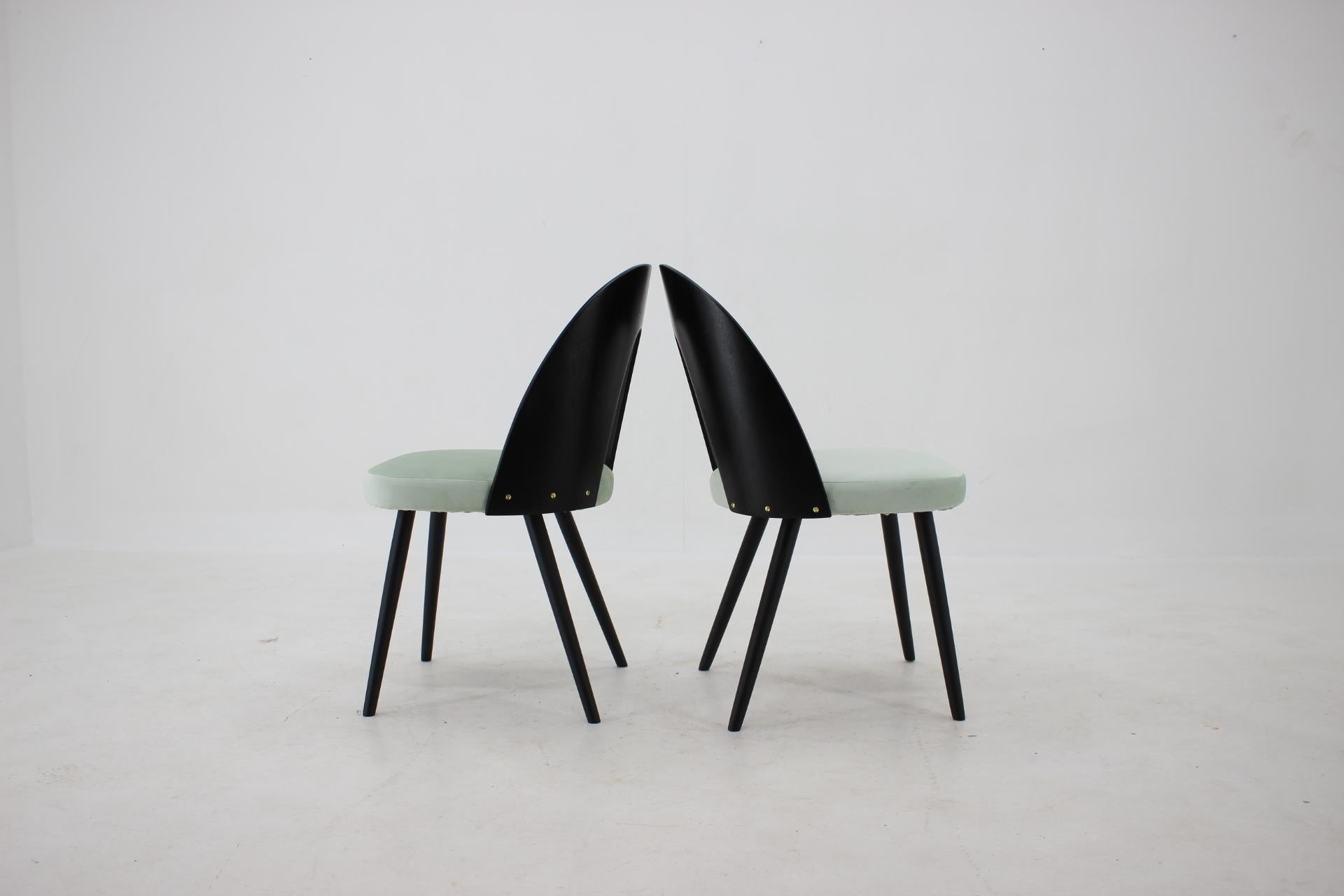 Fabric 1960s Antonin Suman Set of Four Dining Chairs, Czechoslovakia