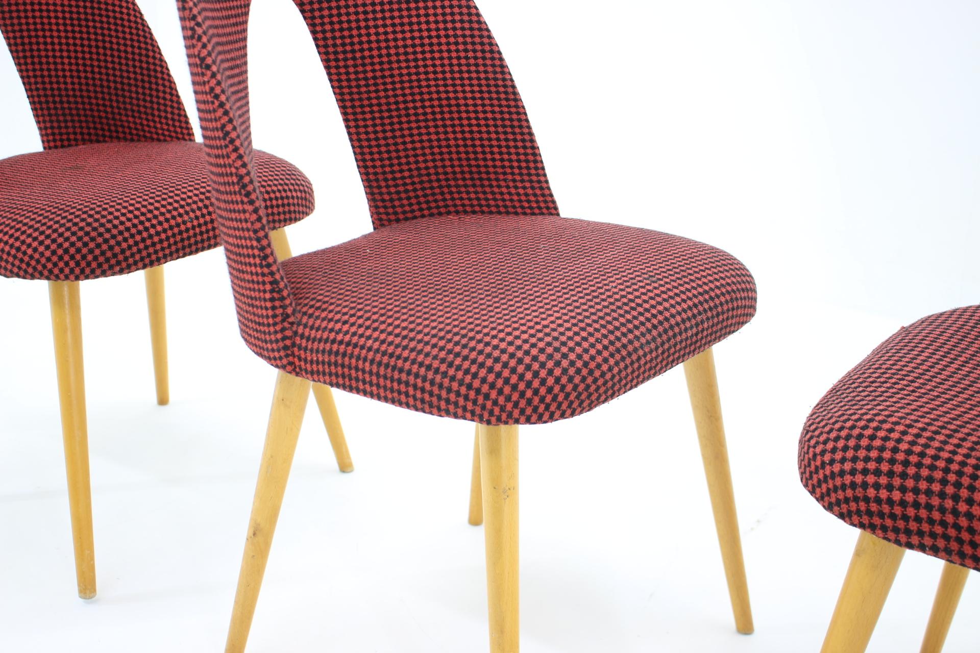 Upholstery 1960s Antonin Suman Set of Four Dining Chairs, Czechoslovakia For Sale